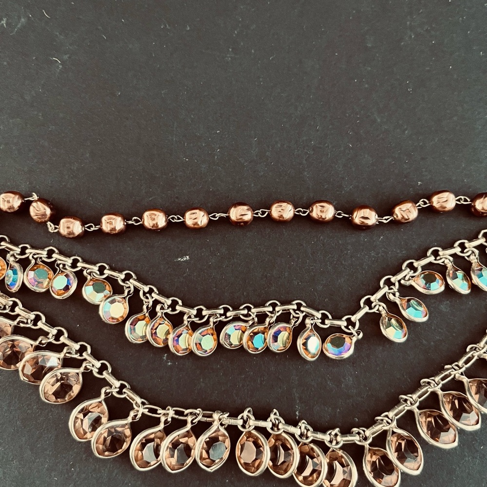 Multi Strand Amber Colored Statement Necklace - image 7